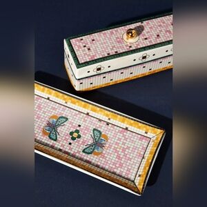 Anthropologie The Bistro Tile Stoneware Butter Dish: Garden Edition